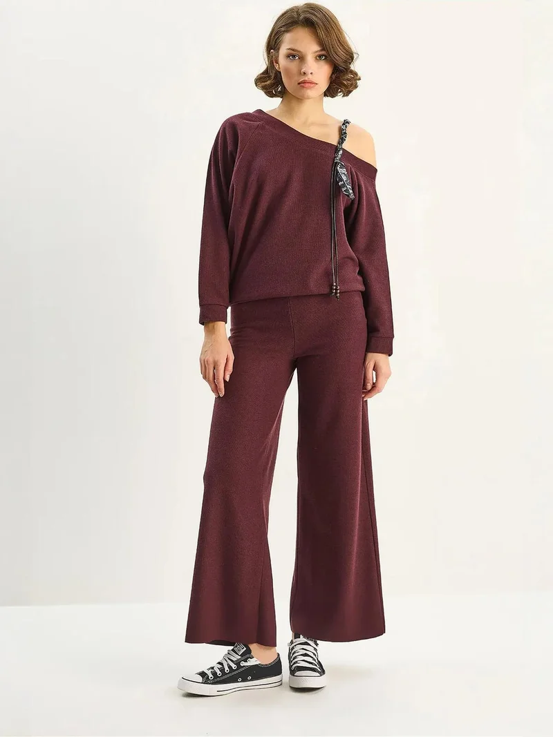 Bianco Lucci LUCCI Knitwear Accesiory Detailed Two-Piece Set