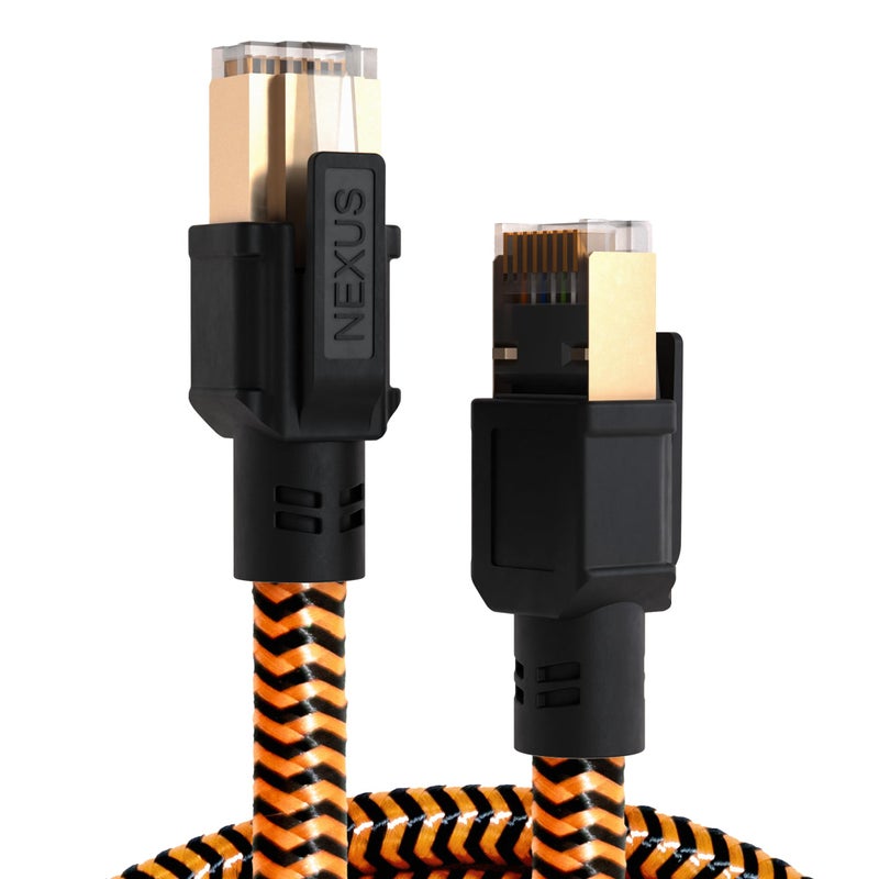 Nexus Cat8 Ethernet Cable 5M Full Copper RJ45 Network Cable Black Braided Shielded Cord  40Gbps 2000MHz HighSpeed LAN Cable Compatible With Router Switch PS5 TV PC 5M