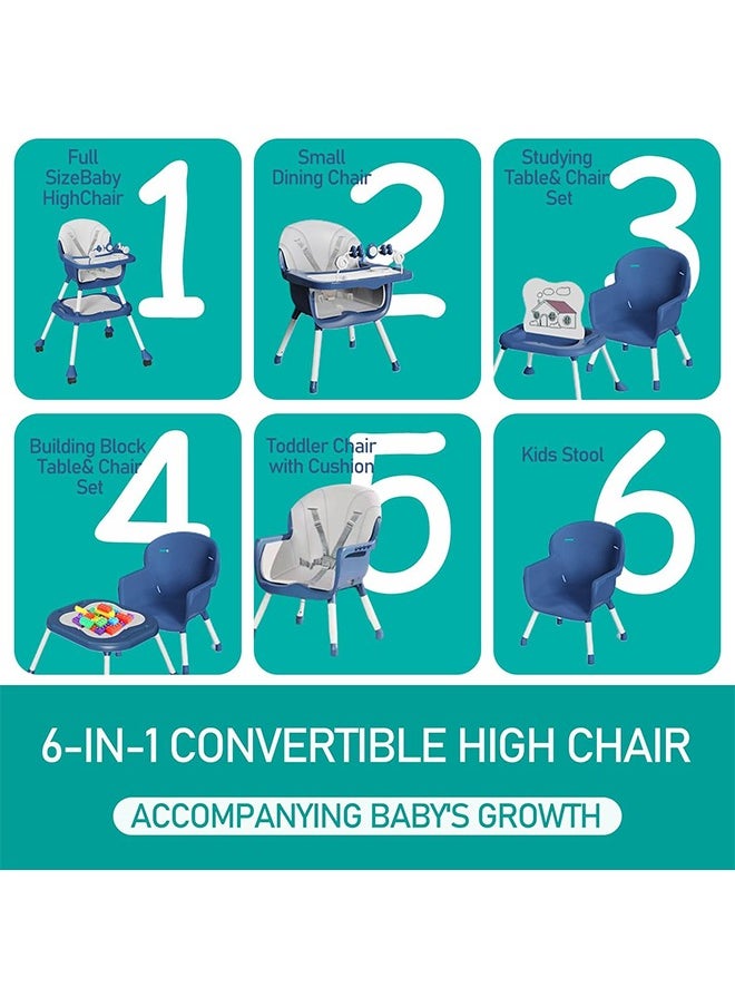 Occuwzz Baby Multifunctional High Chair Adjustable Feeding Chair Toddler Dinning Booster Toddler Building Block Table with Safety Harness and Removable Tray And Roller Wheels  - Image 2