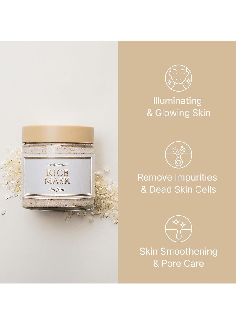 I'M FROM Rice Mask Gentle Exfoliating Wash Off Facial Mask for Dull, Rough Skin, Pore Clearing, Remove Dead Skin Cells, Uneven Skin Tone, Smooth Skin, Moiustirinzg, Radiant 110G  - Image 3