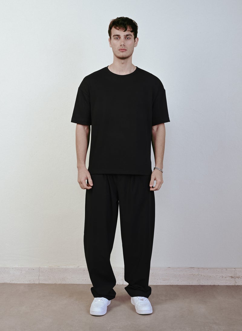 Marrakech Round Neck Casual T-Shirt for Men – Black - Image 1