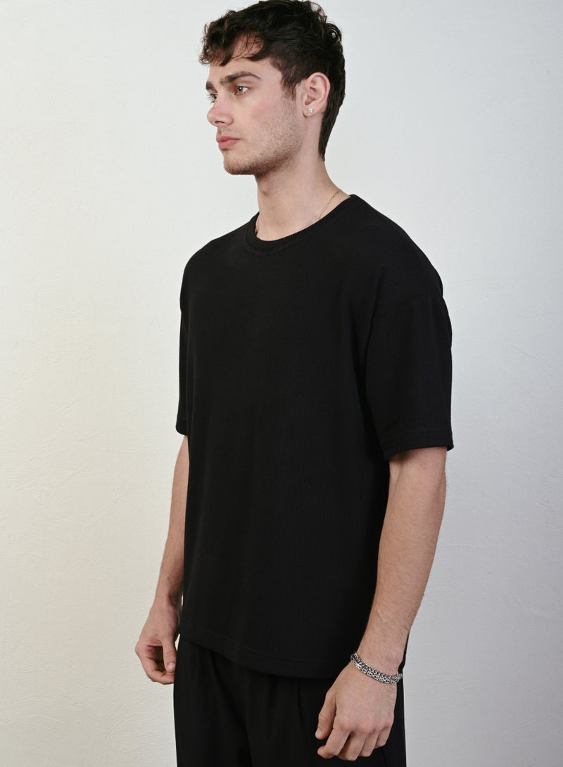 Marrakech Round Neck Casual T-Shirt for Men – Black - Image 2