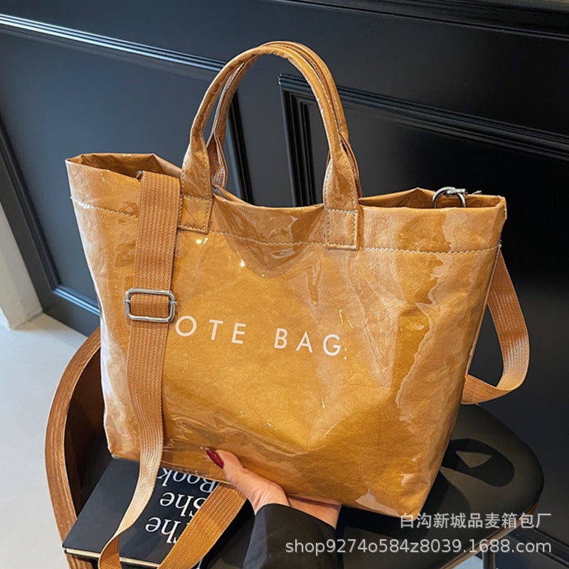 Large Capacity PU Tote Bag for Women – Fashionable Retro Commuter Satchel - Image 2