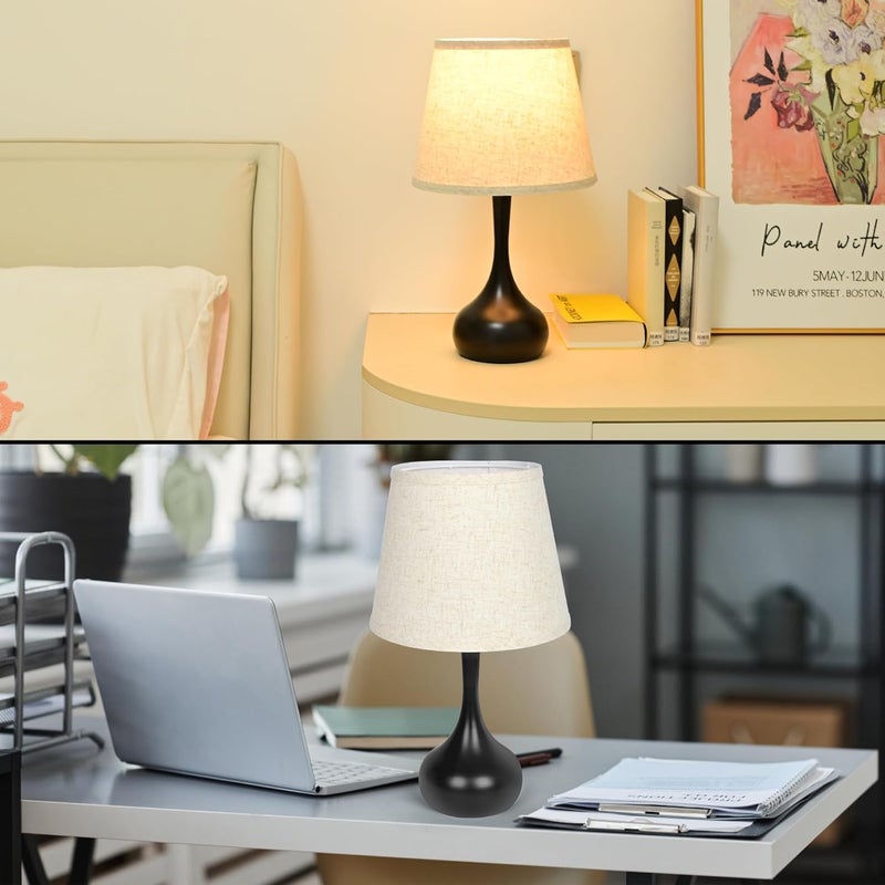 Touch Bedside Lamp - 3-Way Dimmable Farmhouse Table Lamp with Fabric Shade - Image 5