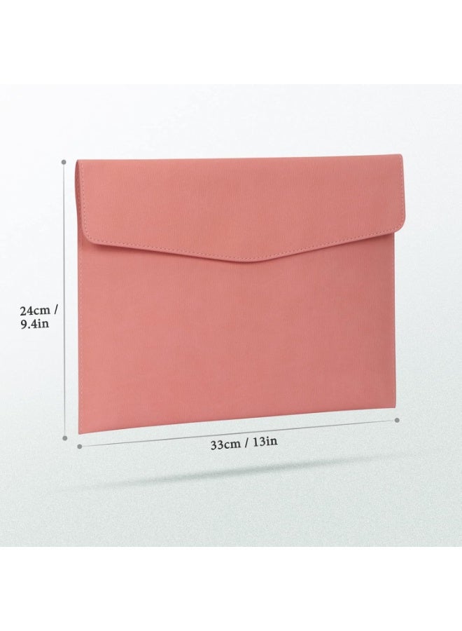 File Folder, PU Leather A4 Document Holder File Organizer Filing Envelope Portfolio Case Tablet Sleeve with Magnetic Snap Closure for Home School Office Stationery Pink - Image 2