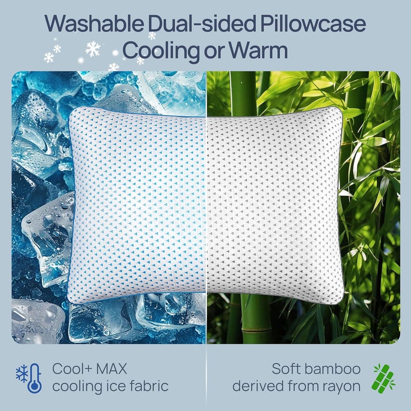 fulocean Small Cooling Memory Foam Travel Pillows for Airplanes Sleeping, Compressible Camping Pillow, Mini Adjustable Shredded Foam Bed Pillow for Medium Firm Neck Knee Lumbar Support, Ideal Car, Backpacking - Image 5