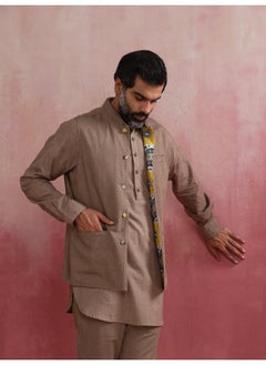 trueBrowns Men's Grey Ikat Print Cotton Reversible Nehru Jacket  - Image 3