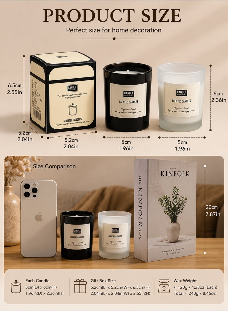 Candle 2 Pack Scented Candles Set – Black & White Crystal Glass | Soy Wax Aromatherapy Candle | Long Lasting Home Fragrance | Luxury Gift for Women, Home Decor & Housewarming - Image 5