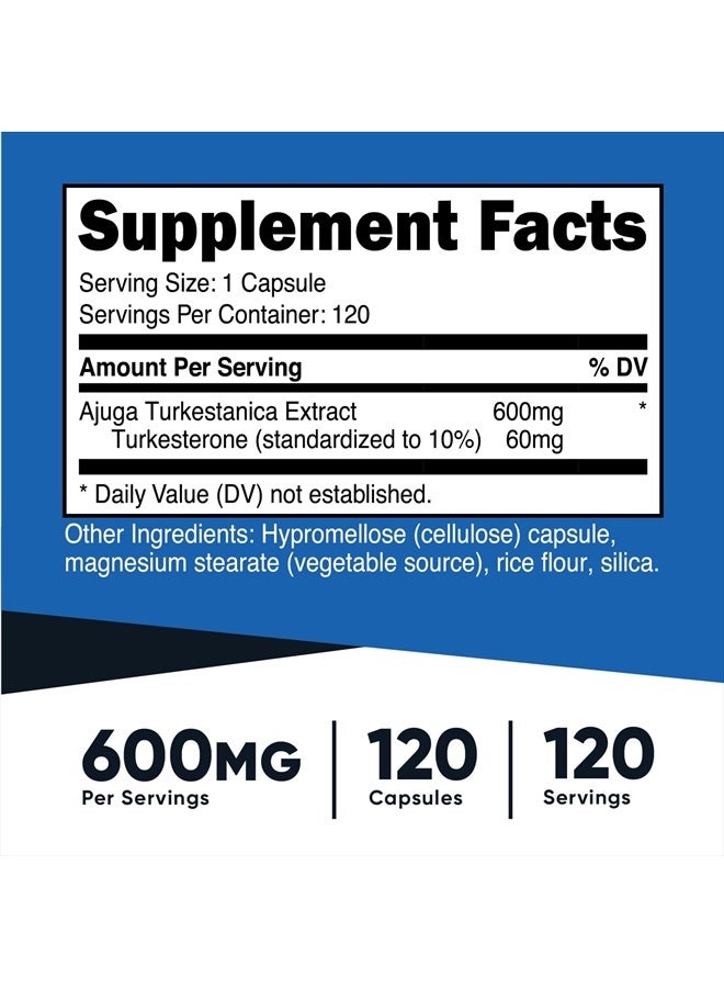 Nutricost مكمل غذائي تركيسترون 600 ملغ، 120 كبسولة - نباتي، غير معدّل وراثيًا وخالي من الغلوتين - Image 2