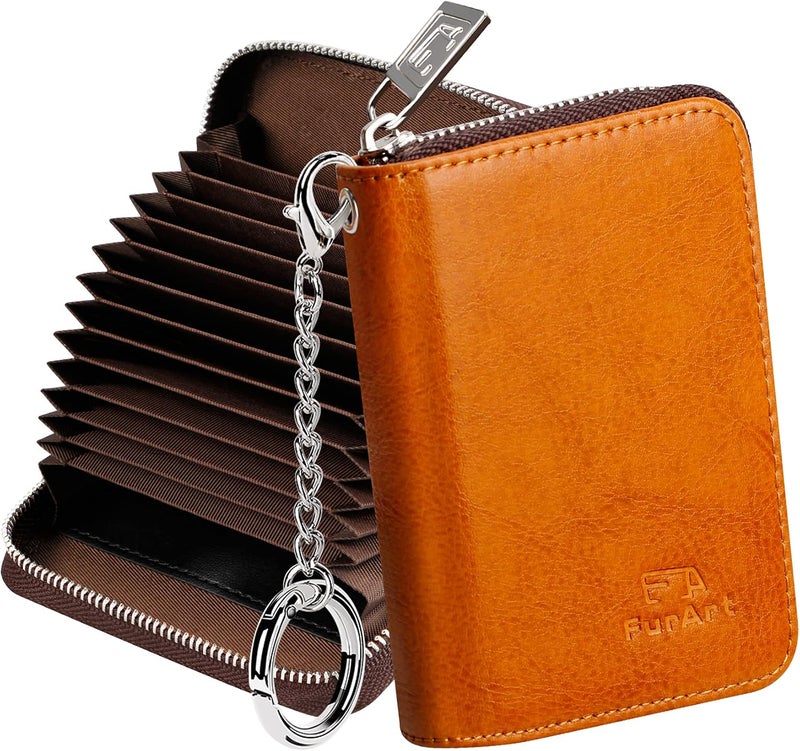 FurArt Zipper Wallet Women, RFID Blocking Credit Card Wallet, Business Card Holder, Compact Size KeyChain Wallet - Image 1