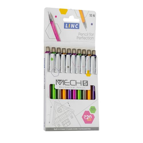 Linc 0.5mm Mech5 Mechanical Pencil, Multicolor Body (Pack of 10) - Image 1
