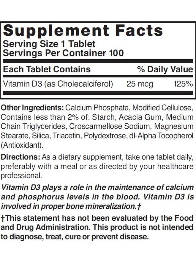نايتشرز بليند NAT B VIT D3 TB 1000IU 100 من Nature's Blend - Image 2