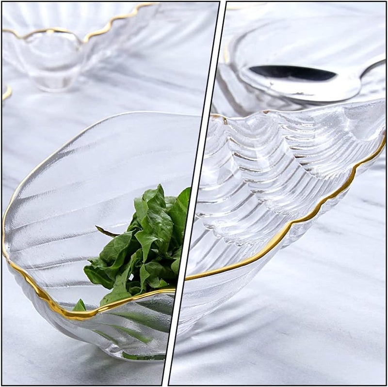 DOITOOL طبق سلطة زجاجي على شكل صدفة بحرية من DOITOOL ، أطباق صلصة ، طبق سوشي ، طبق حلوى ، طبق مقبلات ، طبق فواكه ، أطباق تقديم للمطبخ المنزلي - Image 4