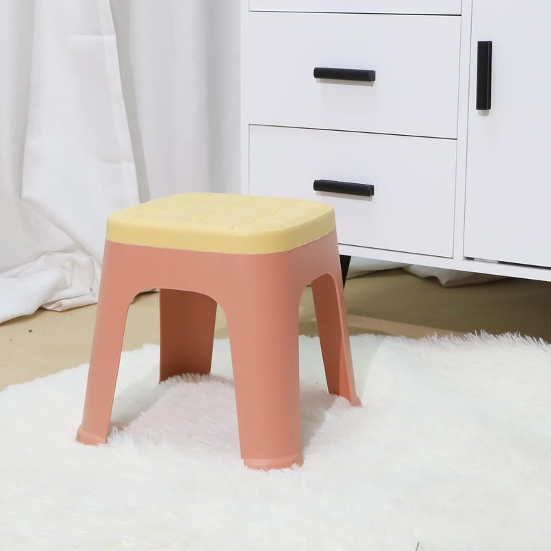 LASALE Upholstered Plastic Kids Stool AntiSlip Adults Stool for Home Office NonSlip Lightweight Sitting Stool - Image 2