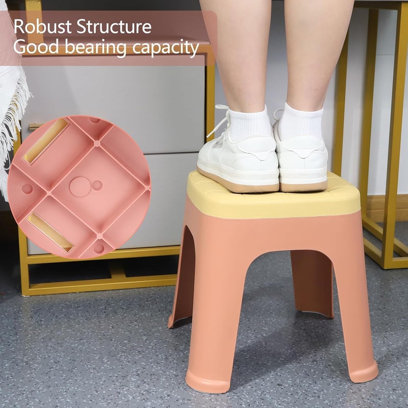LASALE Upholstered Plastic Kids Stool AntiSlip Adults Stool for Home Office NonSlip Lightweight Sitting Stool - Image 4