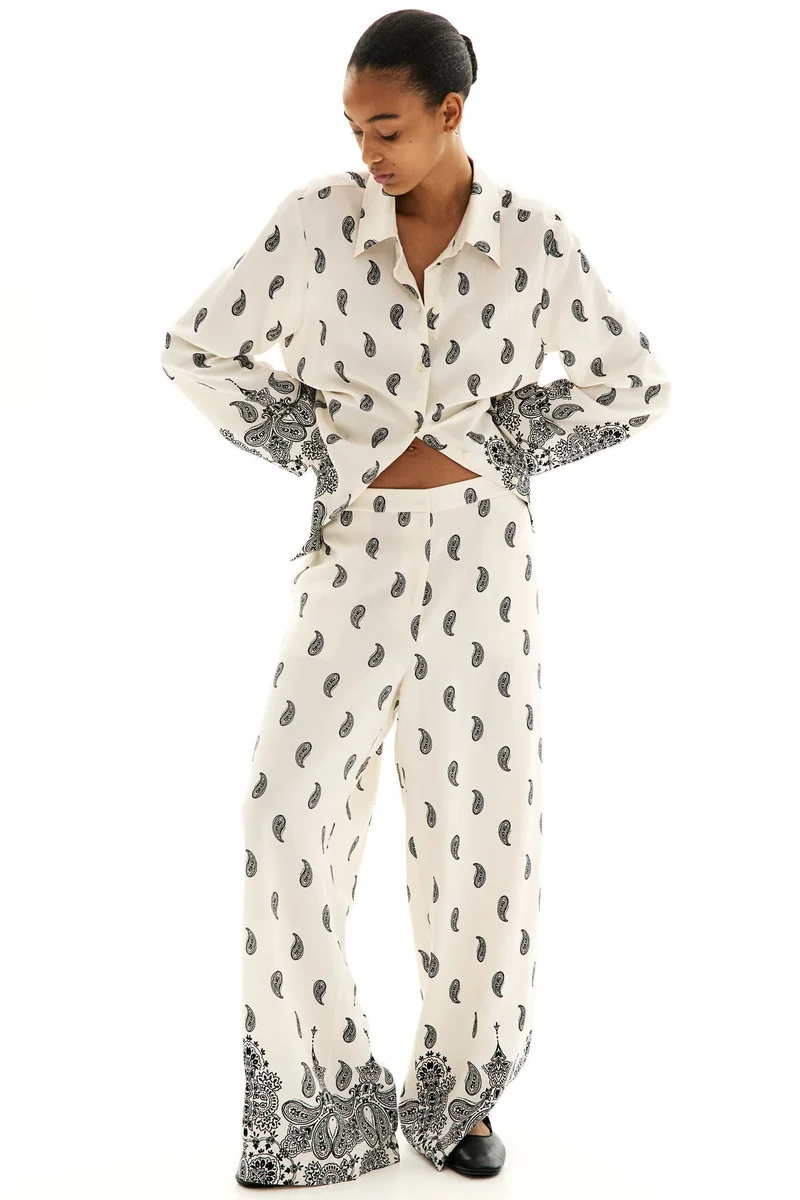 H&M Patterned twill trousers