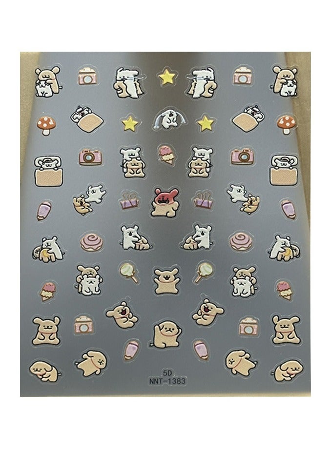 Goolsky 3D relief 5D lines, small dog stickers, small patterns, decorative nail stickers, nail art stickers - Image 1