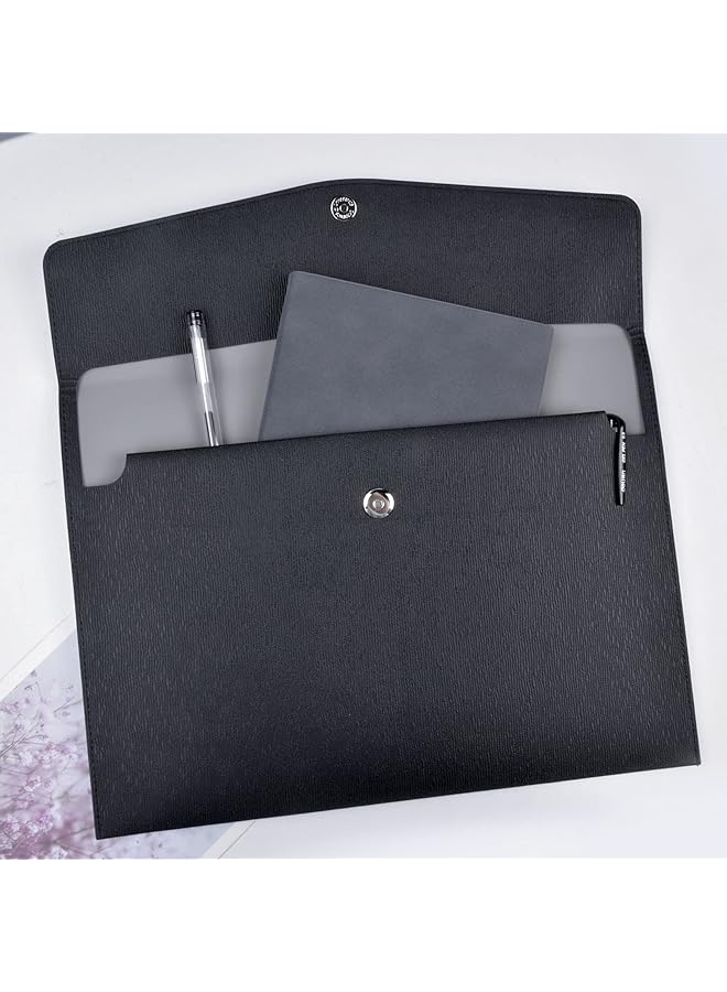 erorex Files Wallets Pu Leather A4 File Folder Document Organizer Waterproof Multi Function Bag Envelope Folder Case Portable Popper Files Wallets For Office School Homework Travel  - Image 2