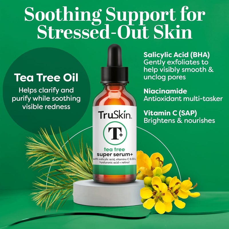 TruSkin Tea Tree Oil Acne Treatment for Face Acne Serum Improve the Appearance of Pores Skin Tone for Smooth Glowing Skin with Salicylic Acid Vitamin C Niacinamide Retinol 2 OZ - Image 2