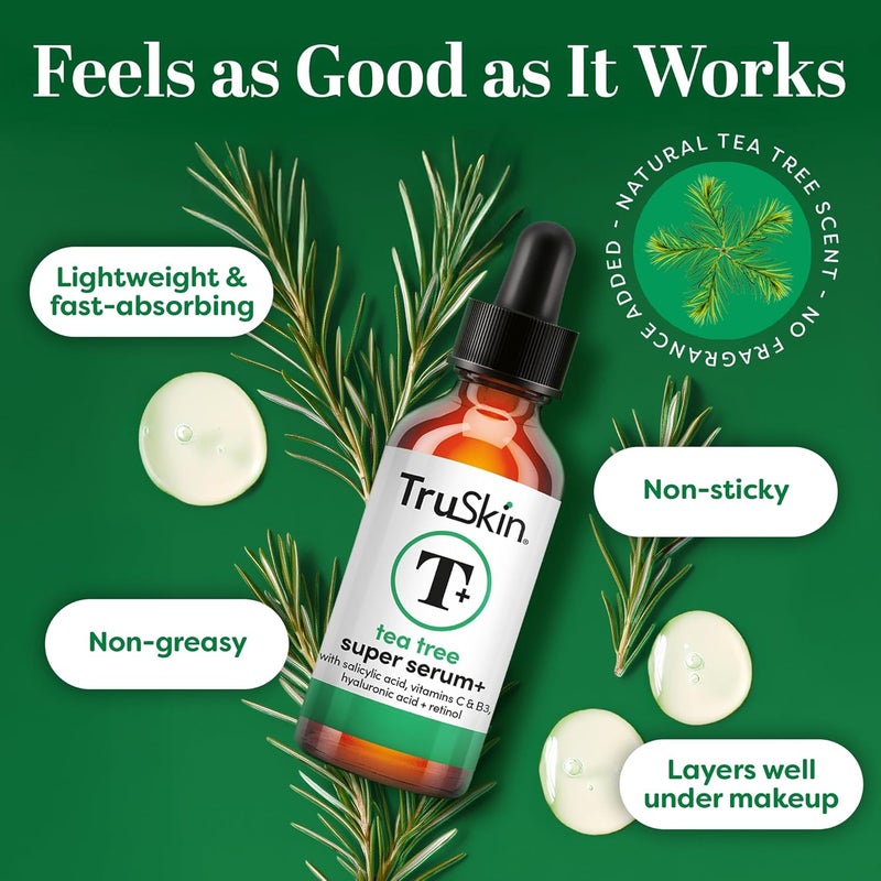 TruSkin Tea Tree Oil Acne Treatment for Face Acne Serum Improve the Appearance of Pores Skin Tone for Smooth Glowing Skin with Salicylic Acid Vitamin C Niacinamide Retinol 2 OZ - Image 5
