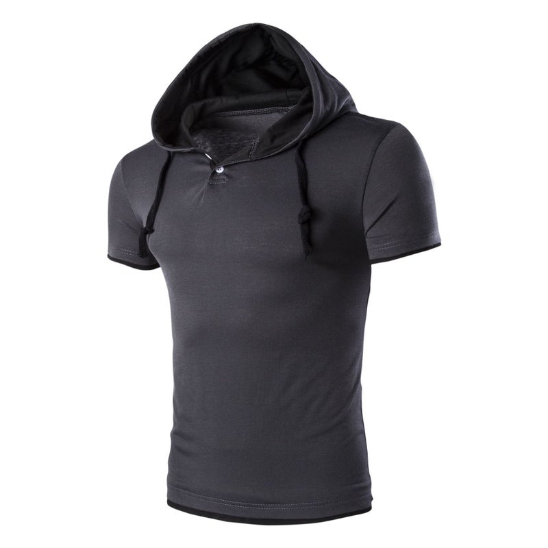 2021 Men'S Casual Slim-Fit Hooded Short-Sleeved T-Shirt Trendy - Image 4