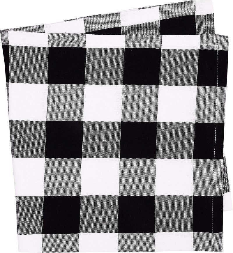 Yourtablecloth Buffalo Plaid 100 Cotton Cloth Checkered Dinner Table Napkins  Vibrant Colors  Soft  Super Absorbent Napkins 20 x 20 Set of 6 Black and White - Image 2