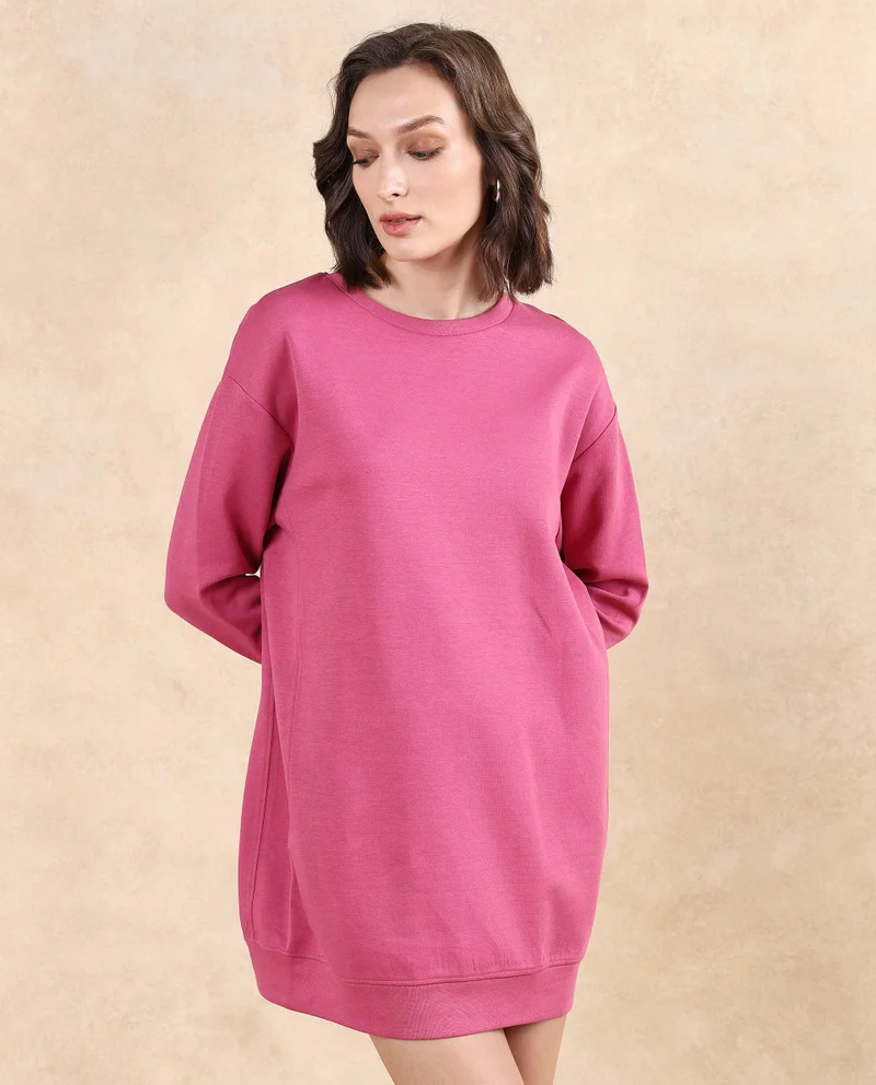 Rareism Women's Basic Ribbed Sweat Dress