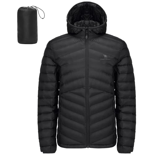 CAMEL CROWN Mens Packable Down Jacket Hooded Lightweight Retain Heat Puffer Insulated Coat for Travel Outdoor Hiking - Image 1