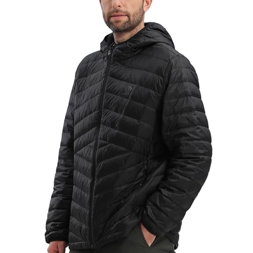CAMEL CROWN Mens Packable Down Jacket Hooded Lightweight Retain Heat Puffer Insulated Coat for Travel Outdoor Hiking - Image 3