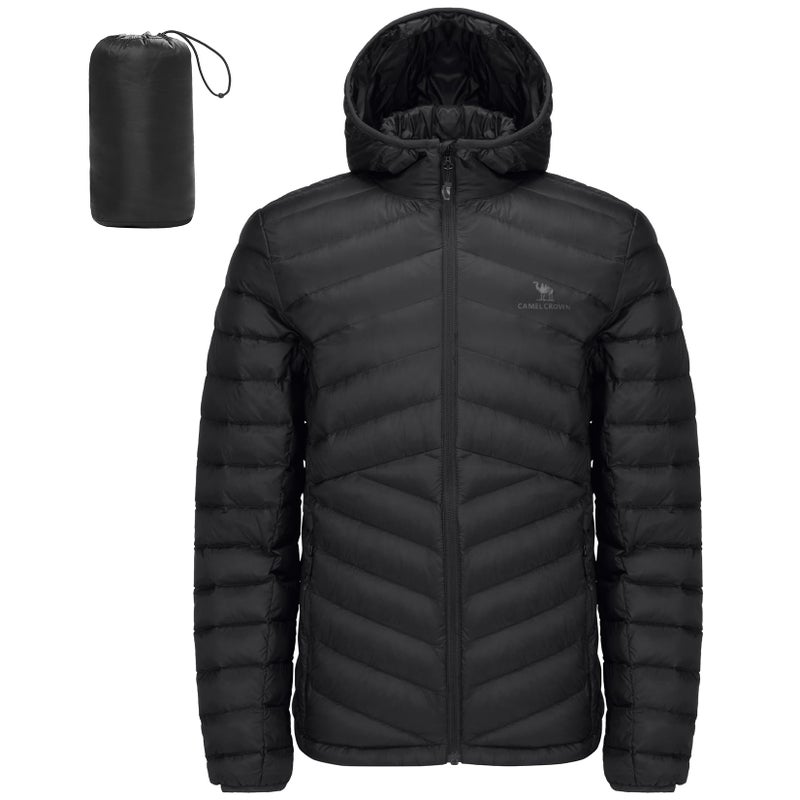 CAMEL CROWN Mens Packable Down Jacket Hooded Lightweight Retain Heat Puffer Insulated Coat for Travel Outdoor Hiking - Image 2