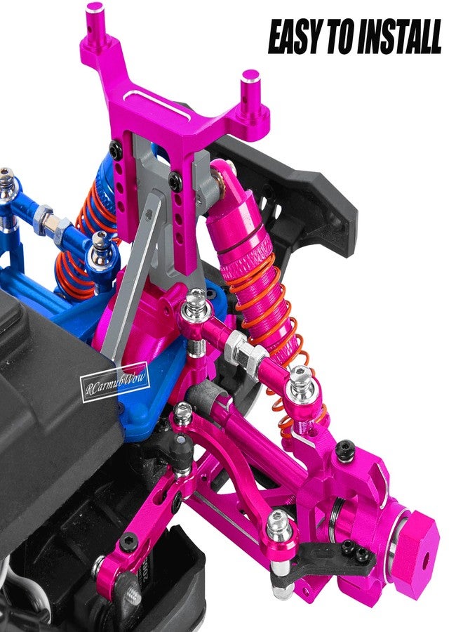 RcarmubWow RC Aluminium Shock Absorber Upgrades Part for 1/18 LaTrax Teton,LaTrax Desert Prerunner,Front Rear Full Metal Dampers RC Shocks,Replace #7660#7665,4PCS,Pink - Image 3