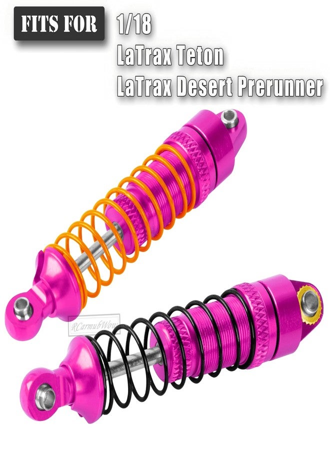 RcarmubWow RC Aluminium Shock Absorber Upgrades Part for 1/18 LaTrax Teton,LaTrax Desert Prerunner,Front Rear Full Metal Dampers RC Shocks,Replace #7660#7665,4PCS,Pink - Image 2