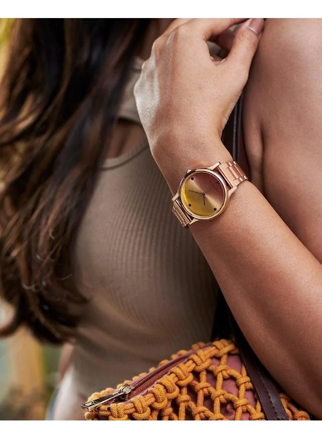 Chumbak TEAL by Chumbak Sunset Ombre Watch, Metal link Strap