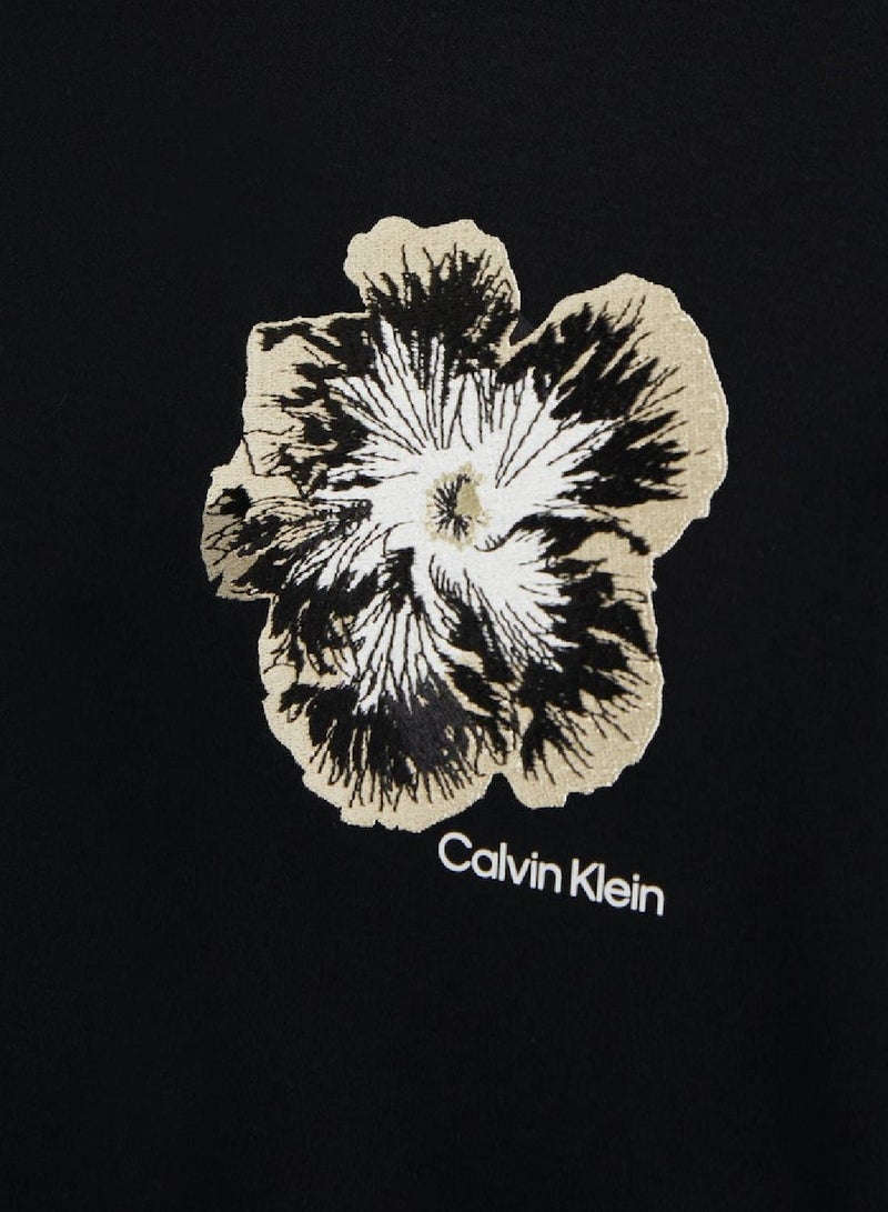 CALVIN KLEIN Embroidered Flower T-Shirt - Image 5