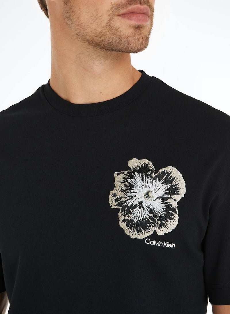CALVIN KLEIN Embroidered Flower T-Shirt - Image 4