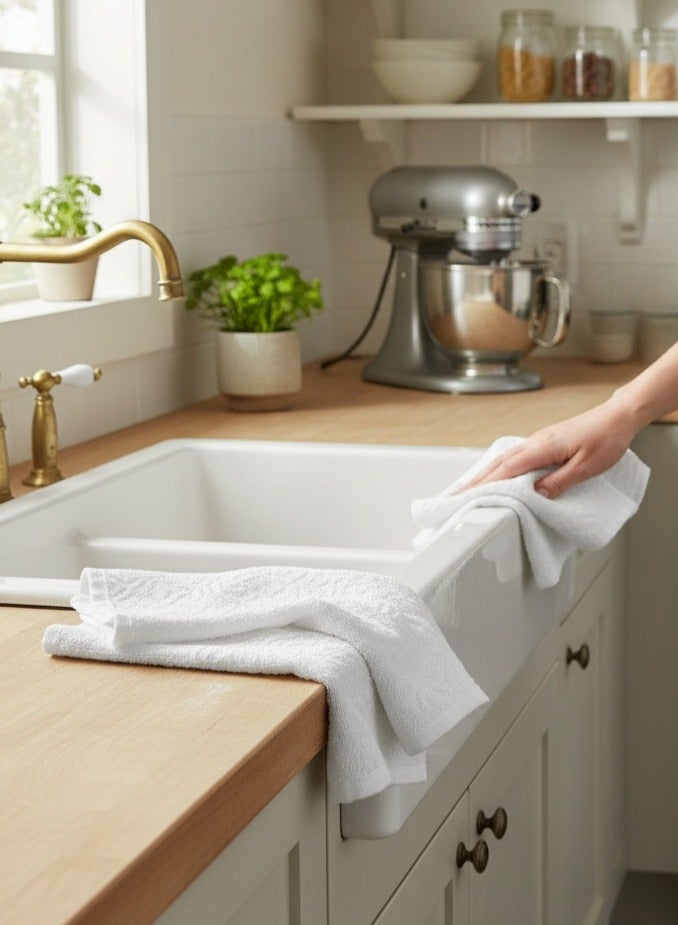 Kitchen towel Set of 3 cotton waffle weave kitchen towels (27x18 Inch), ultra-soft, absorbent, and quick-drying. Durable, lint-free, and washable, perfect for dishes, hands, or multipurpose cleaning. Stylish white plaid design adds function and charm to any kitchen - Image 2