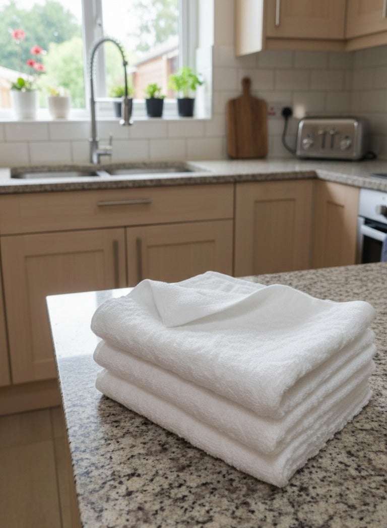 Kitchen towel Set of 3 cotton waffle weave kitchen towels (27x18 Inch), ultra-soft, absorbent, and quick-drying. Durable, lint-free, and washable, perfect for dishes, hands, or multipurpose cleaning. Stylish white plaid design adds function and charm to any kitchen - Image 3