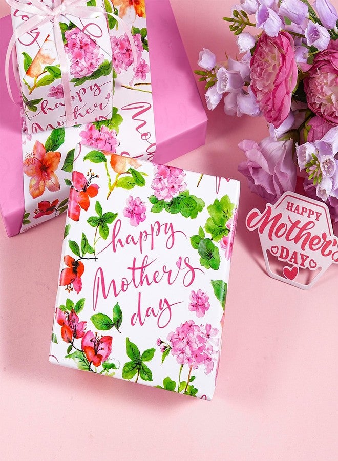 LeZakaa Mother’s Day Wrapping Paper Roll, Floral Happy Mother’s Day Reversible Gift Wrap, Pink Colorful Spring Flower Design for Mom Grandma Wife, Mini Roll 17 In x 16.4 Ft - Image 2