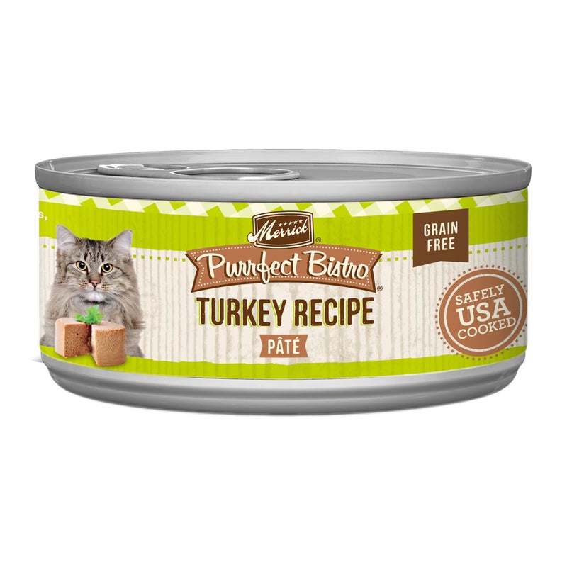 Merrick Purrfect Bistro Grain Free Premium Soft Canned Pate Adult Wet Cat Food, High Protein Turkey Recipe - (Pack of 24) 5.5 oz. Cans - Image 1
