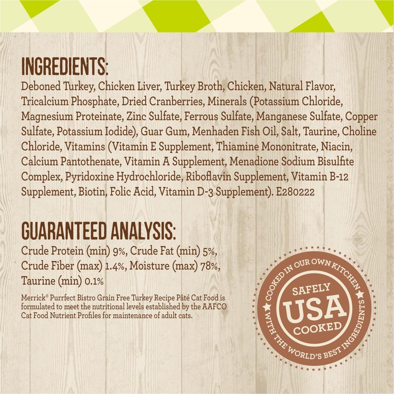 Merrick Purrfect Bistro Grain Free Premium Soft Canned Pate Adult Wet Cat Food, High Protein Turkey Recipe - (Pack of 24) 5.5 oz. Cans - Image 5