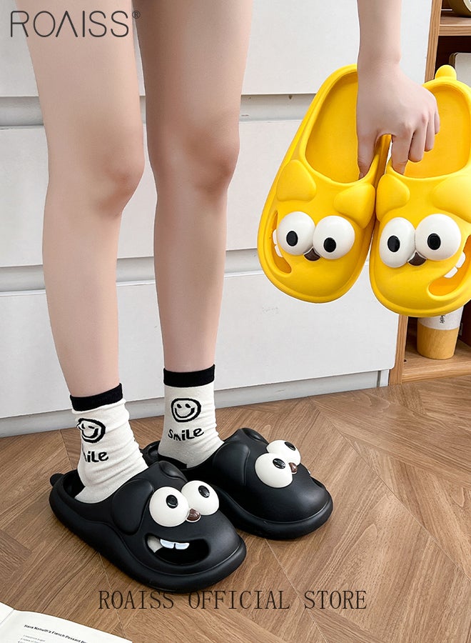 roaiss Cartoon Big Eyed Dog Slippers for Women PVC Summer Soft Comfortable Breathable Thick Sole Indoor Slides Cute Decompression Lightweight Home Shoes with Anti-Slip Sole  - Image 2