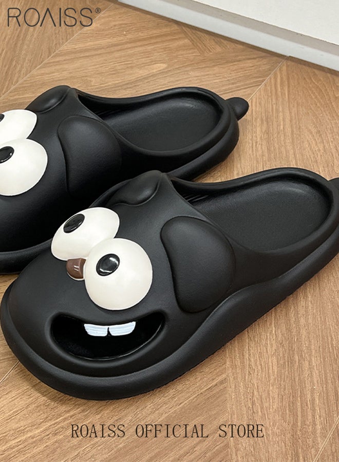 roaiss Cartoon Big Eyed Dog Slippers for Women PVC Summer Soft Comfortable Breathable Thick Sole Indoor Slides Cute Decompression Lightweight Home Shoes with Anti-Slip Sole  - Image 5