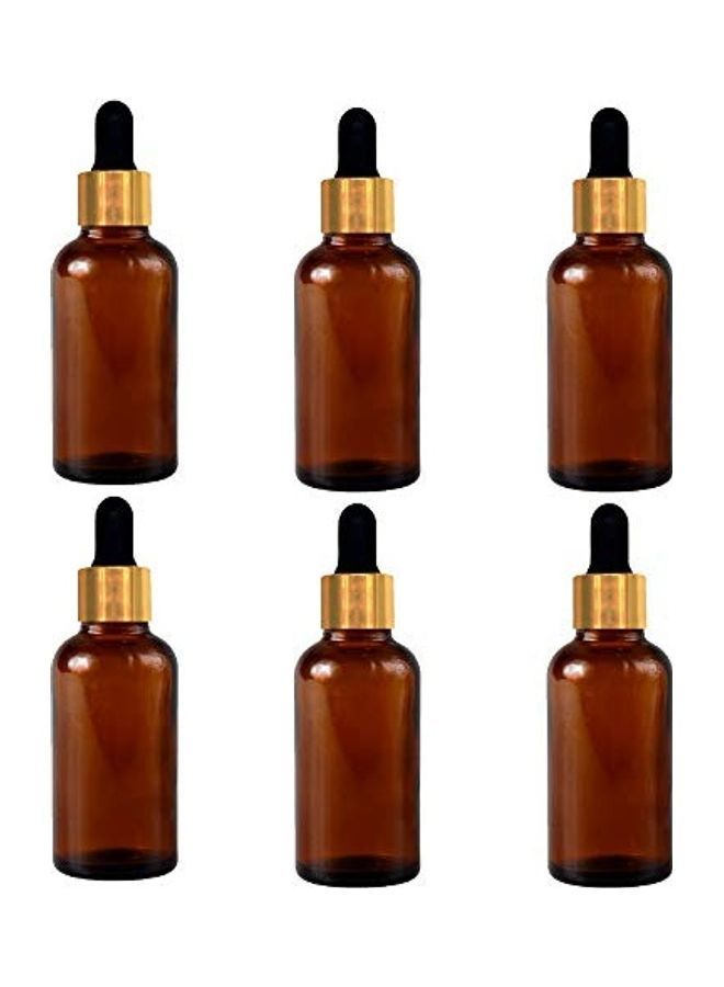 Loquat 6-Piece Amber Empty Bottle With Dropper Brown/Gold/Black - Image 1