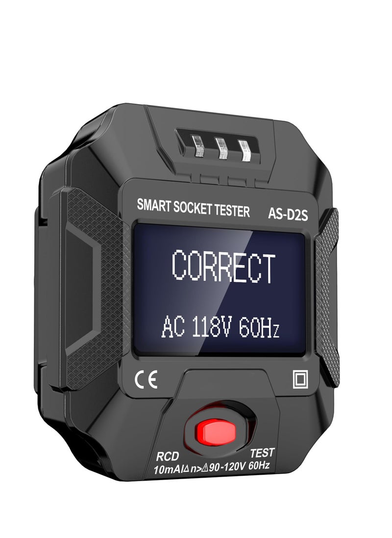 Generic - LCD Display GFCI Outlet Tester and Receptacle Detector for 3 Prong AC Voltage Sockets, Easily Identifies Wiring Issues - Image 1