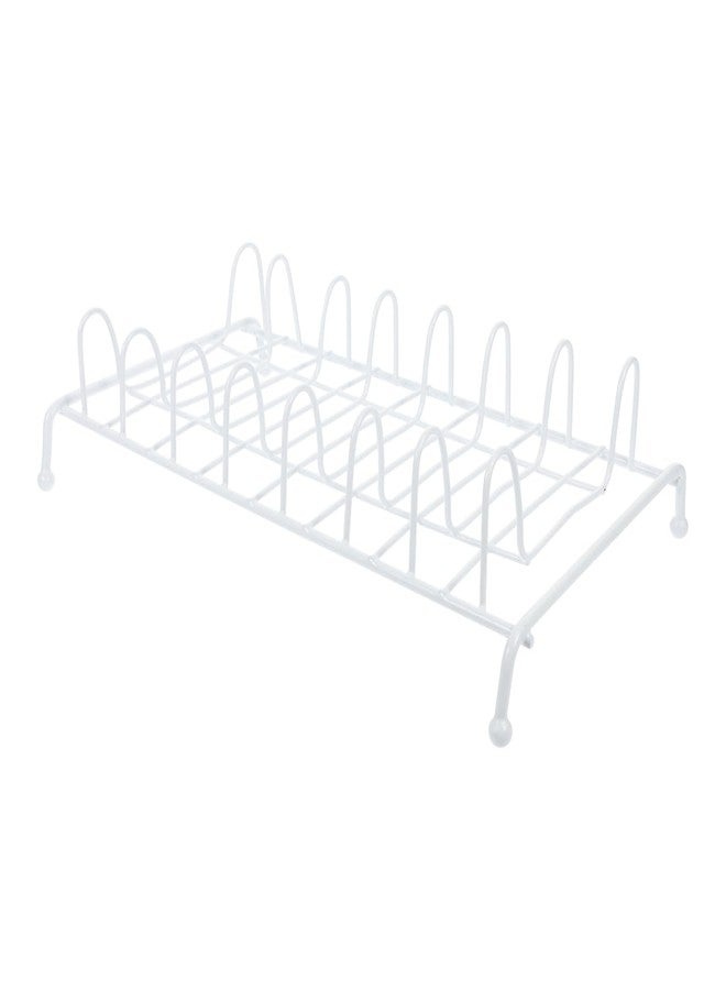PRETYZOOM White Dish Drying Rack with Utensil Holder Compact Kitchen Storage Organizer for Plates Bowls and Chopsticks 11.02 X 6.5 X 2.76 Inches - Image 1
