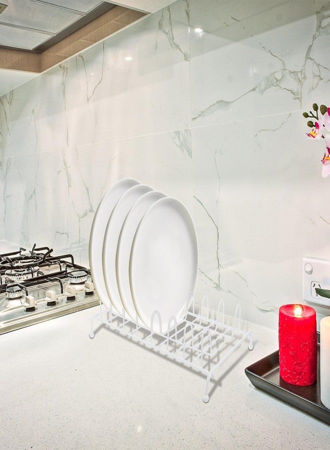 PRETYZOOM White Dish Drying Rack with Utensil Holder Compact Kitchen Storage Organizer for Plates Bowls and Chopsticks 11.02 X 6.5 X 2.76 Inches - Image 4