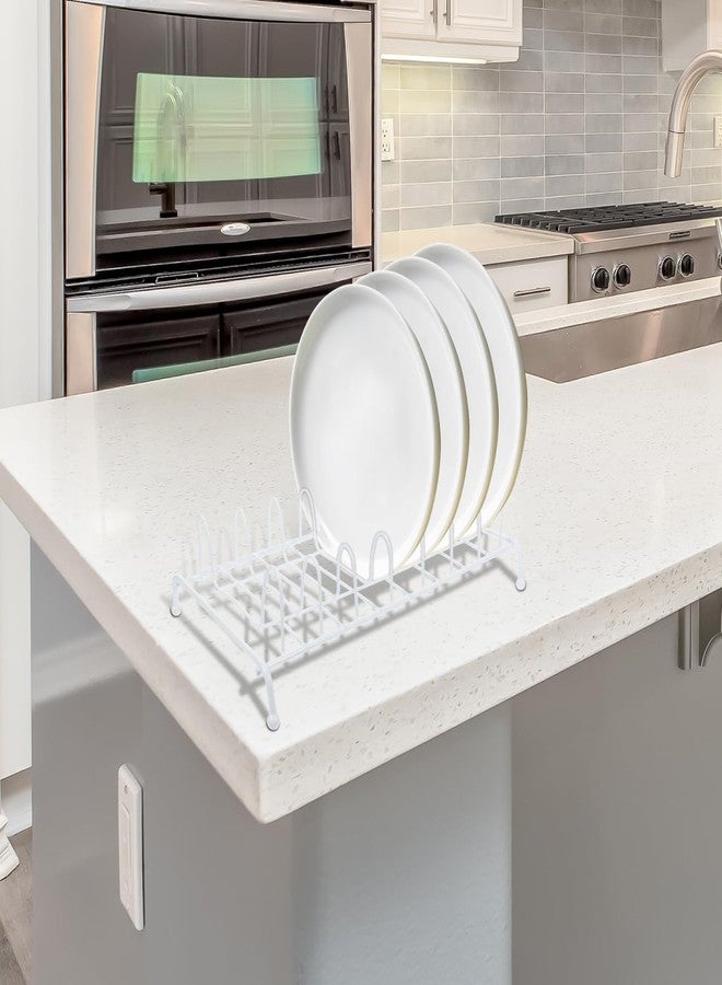 PRETYZOOM White Dish Drying Rack with Utensil Holder Compact Kitchen Storage Organizer for Plates Bowls and Chopsticks 11.02 X 6.5 X 2.76 Inches - Image 5