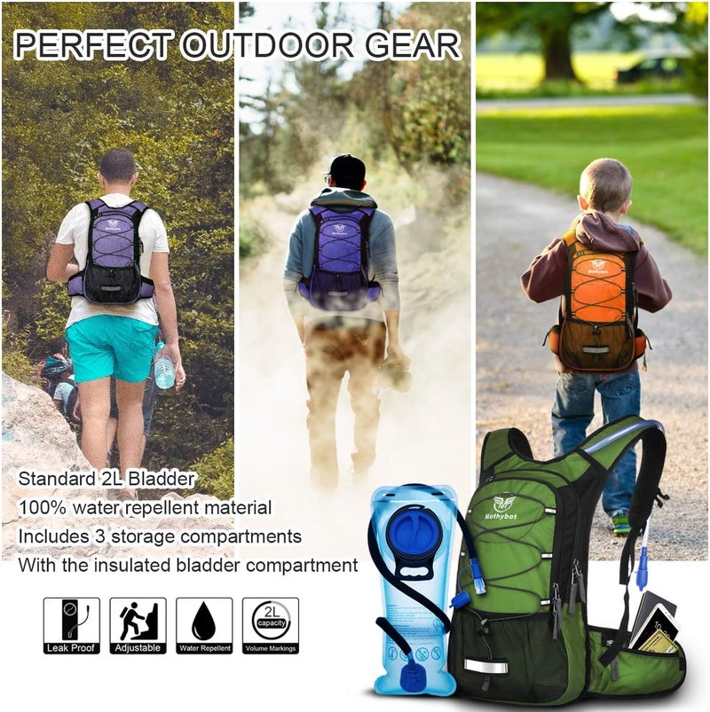 Mothybot Hydration Pack, Insulated Hydration Backpack with 2L BPA Free Water Bladder and Storage, Hiking Backpack for Men, Women, Kids for Running, Cycling, Camping - Keep Liquid Cool up to 5 Hours - Image 5