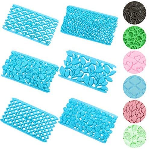Jubilant Plastic Embossing Fondant Mold For Cake Decoration Chocolate Cup Cake Topper (Set Of 6)(Color: Blue), 15.4 x 8.4 x 1 Centimeters - Image 1