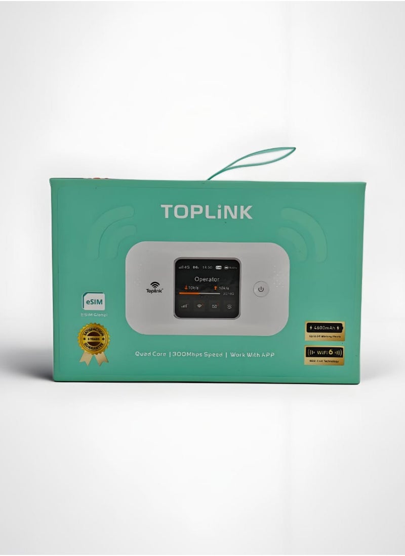 TOPLINK - MR57E eSIM WiFi Router, eSIM + Physical SIM, 4G  WiFi 6, 4600mAh Battery, 12 Users - Image 1